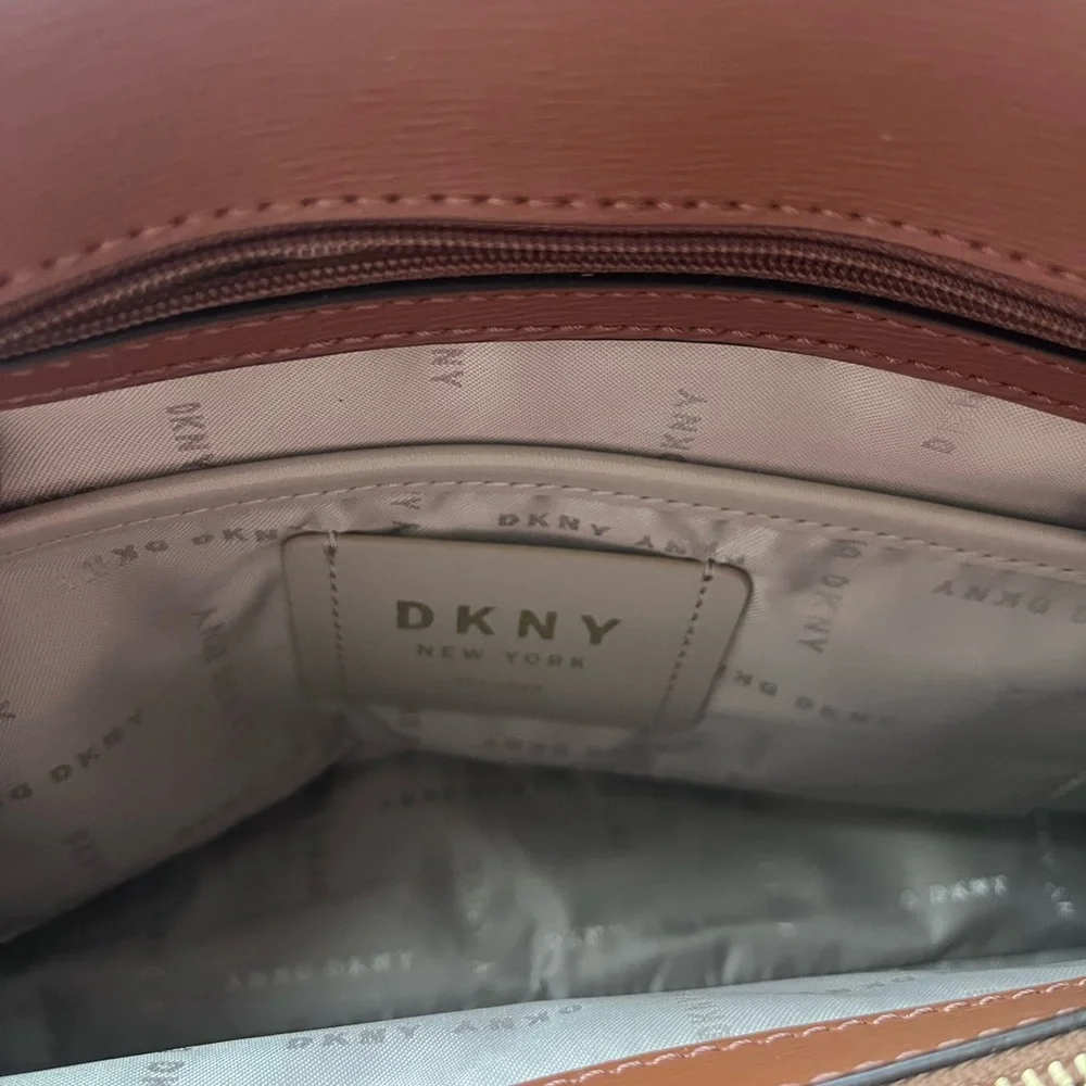 DKNY Tan Saffiano leather Layla Satchel